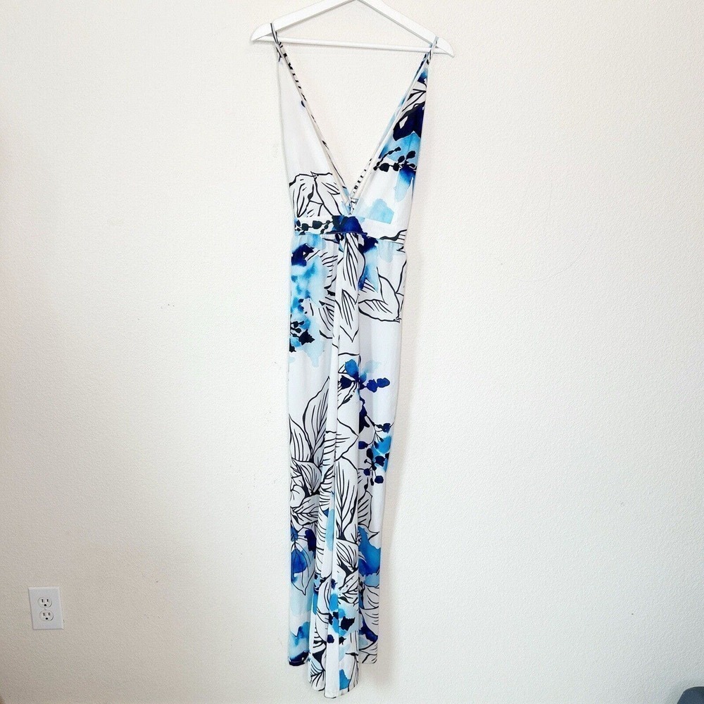 Tobi Island Living Blue and White Tropical Jumpsuit S - Picture 2 of 9